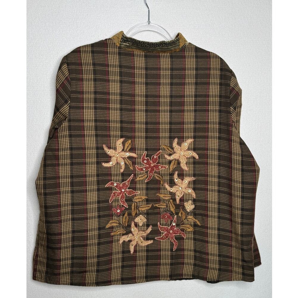 1990s Alex Kim Embroidered Plaid Jacket Women’s Plus Size 1X - Picture 16 of 16